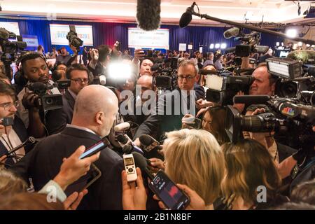 FEBRUARY 19, 2020, LAS VEGAS NEVADA, USA - national news media covers the Democratic Presidential Candidates featured at NBC's Paris Theater Stock Photo