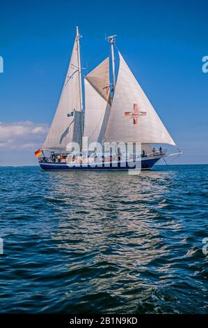 sailing vessel Johann Smidt on the Baltic Sea, Denmark, Baltic Sea Stock Photo