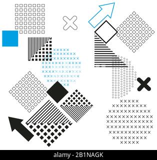 Minimalist geometric modern background vector. Abstract seamless pattern with squares and circles. Stock Vector