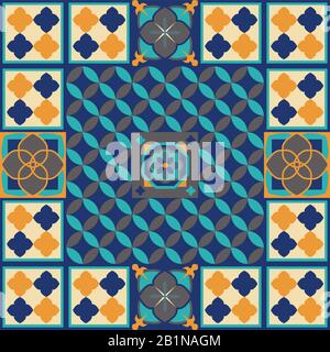 Moroccan tiles floor design vector illustration. Stock Vector