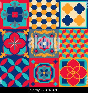 Hydraulic tiles pattern vector. Colorful mosaic. Stock Vector