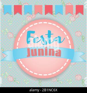 June feast party vector. Traditional brazilian Festa Junina pastel colors background. Stock Vector