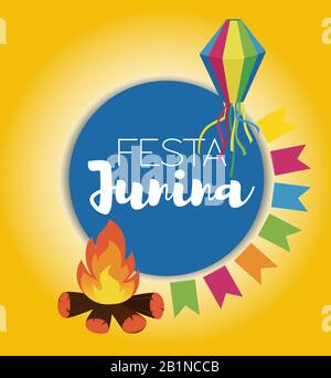 Festa Junina vector background. June feast brazilian traditional festival. Stock Vector