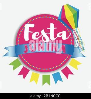 Festa Junina vector background. June feast brazilian traditional festival. Stock Vector