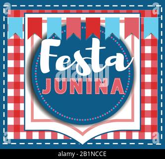 Festa Junina vector background. June feast brazilian traditional festival. Stock Vector