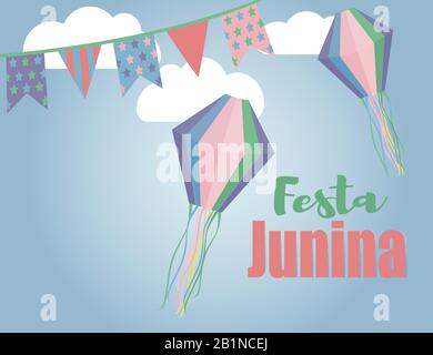 Festa Junina background vector with copy space. Stock Vector