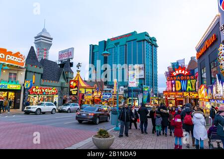 Clifton Hill, as known as the ' Street of Fun', one of the major tourist promenades in Niagara Falls, Ontario. Stock Photo