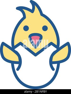 egg with little chicken over white background, line style icon, vector illustration Stock Vector