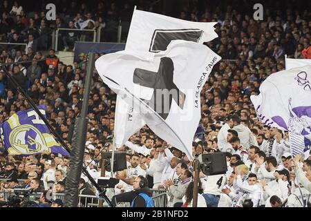 Madrid, Spain. 26th Feb, 2020. Atmosphere during the UEFA Champions League round of 16 first leg match between Real Madrid and Manchester City F.C. at Santiago Bernabeu on February 26, 2020 in Madrid, Spain Credit: Jack Abuin/ZUMA Wire/Alamy Live News Stock Photo