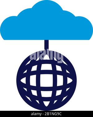 cloud computing with sphere browser lineal color style Stock Vector