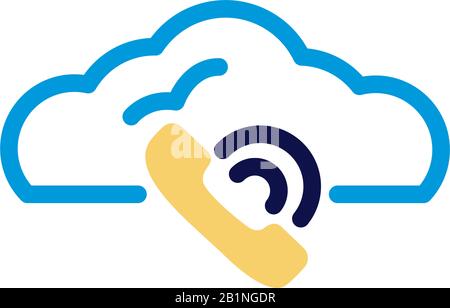 cloud computing with telephone lineal color style Stock Vector