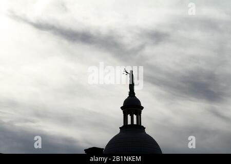 Statue of Lady Justice on Augusta County Courthouse in Staunton, VA, USA Stock Photo