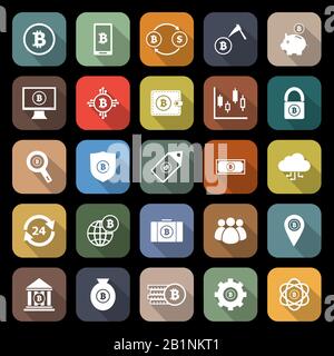 Bitcoin flat icons with long shadow, stock vector Stock Vector