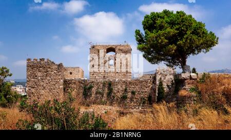Crusader Castle at UNESCO World Heritage Site, Byblos (Jbeil), Lebanon.  2nd oldest continuously inhabited city in the world.  Capital of Phoenicia. Stock Photo
