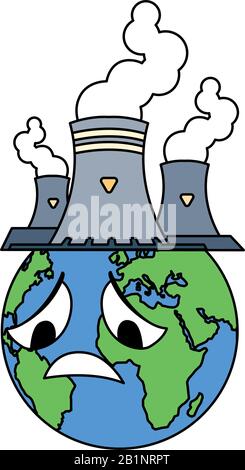 planet earth sick for pollution over white background vector illustration design Stock Vector