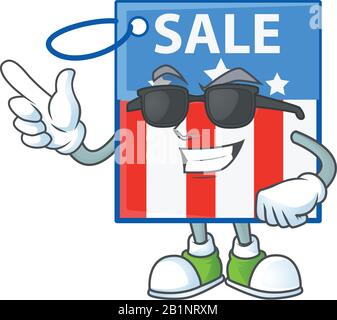 Super cool USA price tag mascot character wearing black glasses Stock Vector