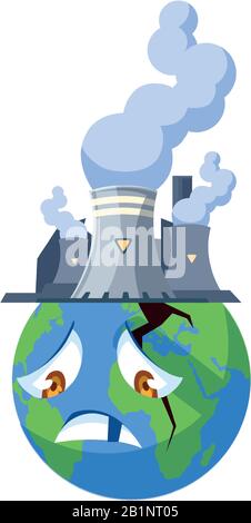 planet earth sick for pollution over white background vector illustration design Stock Vector