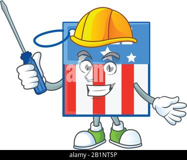 Smart automotive USA price tag in cartoon character style Stock Vector