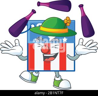 Smart USA price tag cartoon character style playing Juggling Stock Vector