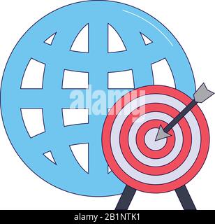 target and global sphere icon over white background, vector ...