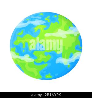 Flat Earth template in cartoon style. World environment concept. Cute vector illustration isolated on white background. Stock Vector
