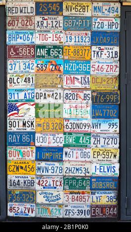 Display of American license plates Stock Photo