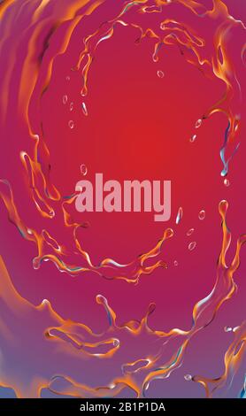 Illustration of a background with water splashes. The circulation of fluid. A 3D vector. Stock Vector