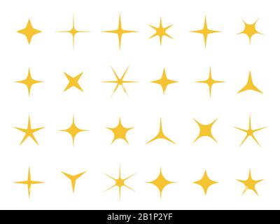 Shiny stars. Sparkle light, bright star and sparkles shape vector set Stock Vector