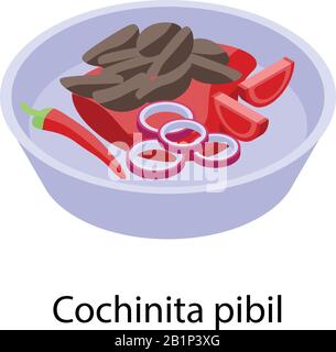 Cochinita food icon, isometric style Stock Vector