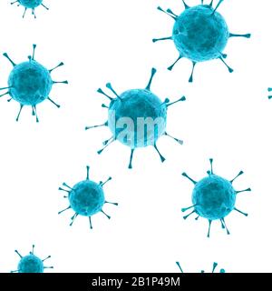 Bacteria isolated on white background. Healthcare concept. Seamless pattern. 3d rendering. Stock Photo