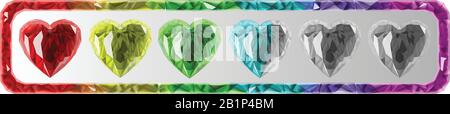 The inside of the frame, are colorful hearts. An example of a loading panel in a computer game. The panel is not loaded before. Stock Vector