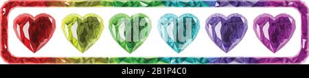 The inside of the frame, are colorful hearts. An example of a loading panel in a computer game. Stock Vector