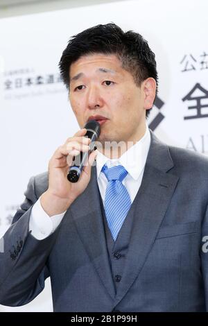 Tokyo, Japan. 27th Feb, 2020. Jun Konno Judo : Japanese Judo representative for the upcoming 2020 Tokyo Olympic Games attends a press conference in Tokyo, Japan . Credit: Naoki Morita/AFLO SPORT/Alamy Live News Stock Photo