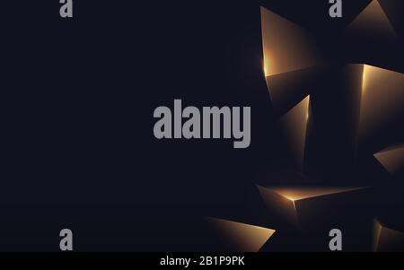 Abstract polygonal pattern luxury gold on dark background. Vector illustration Stock Vector