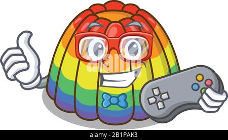Smiley gamer strawberry jelly cartoon mascot style Stock Vector Image & Art  - Alamy