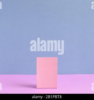 Pink memo paper, sticky notes on pink and purple background Stock Photo