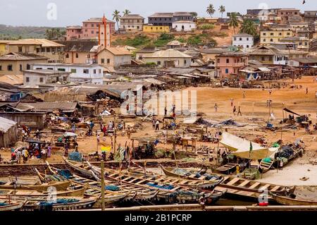 Town of Elvira near the Elmina Castle, Ghana Stock Photo