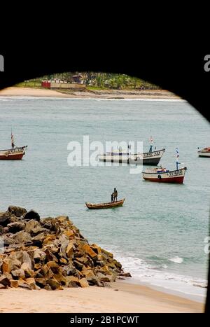 Town of Elvira near the Elmina Castle, Ghana Stock Photo