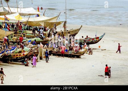 Town of Elvira near the Elmina Castle, Ghana Stock Photo