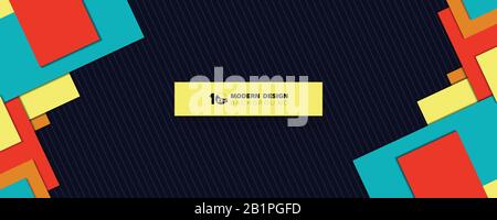 Abstract wide overlap square geometric of colorful overlap template design background. Decorate for ad, poster, artwork, template design, print. Stock Vector