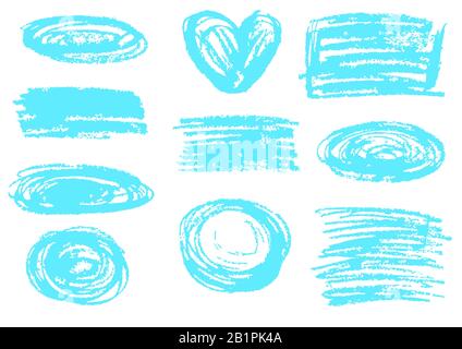 Children's drawing with colored wax crayons. Design elements of packaging, postcards, wraps, covers. Sweet children's creativity. Frames, backgrounds, Stock Vector