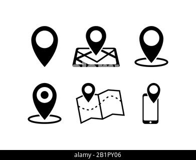 Location icon set. Navigation map simbols on white Stock Vector