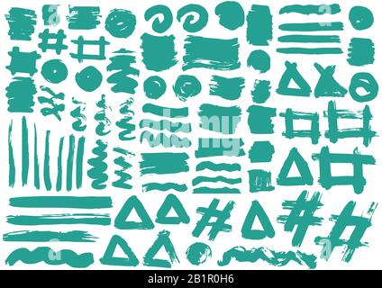 Vector design elements. Blue stripes, grunge. Handmade. Original textures, hand drawing. Brushes frames for text Waves Stock Vector