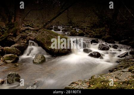 Part of the waterfall of Aira Force in the Lake District with slow motion blur Stock Photo