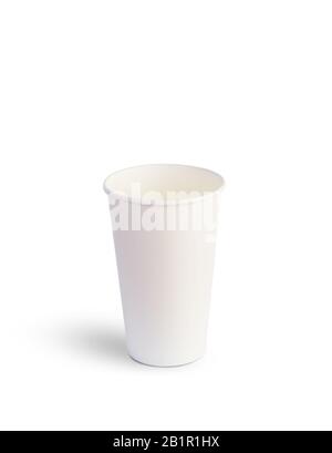 White paper cup for drinks isolated on a white background Stock Photo