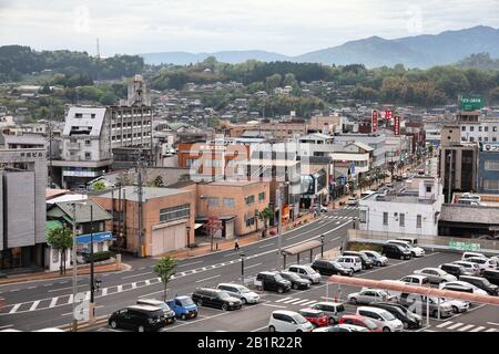 NAKATSUGAWA, JAPAN - MAY 2, 2012: Cityscape of Nakatsugawa, a medium sized city in Gifu Prefecture of Japan. Stock Photo