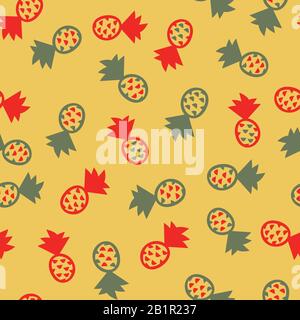 red and green pineapples seamless vector pattern Stock Vector