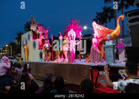 LA PAZ, MEXICO - FEBRUARY 22 2020 - Traditional Baja California Carnival with thousand of people, parade, food and dance. Stock Photo