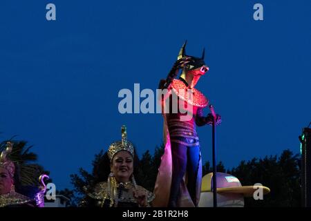 LA PAZ, MEXICO - FEBRUARY 22 2020 - Traditional Baja California Carnival with thousand of people, parade, food and dance. Stock Photo