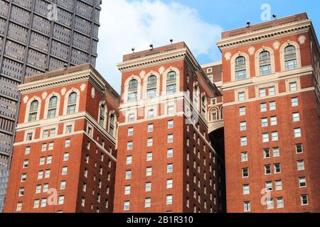 PITTSBURGH, USA - JUNE 29, 2013: Omni William Penn Hotel in Pittsburgh. The historic building dates back to 1916 and is located at Mellon Square. Stock Photo